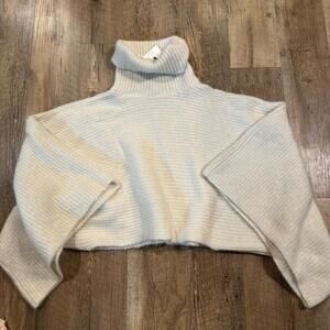 NWT ZARA Cream Knit Shawl Sweater Wool Blend Medium